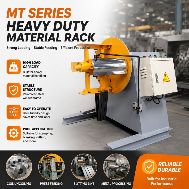 MT Heavy Duty Uncoiler Machine with Manual Hydraulic Expansion Spindle and Variable Frequency Drive System
