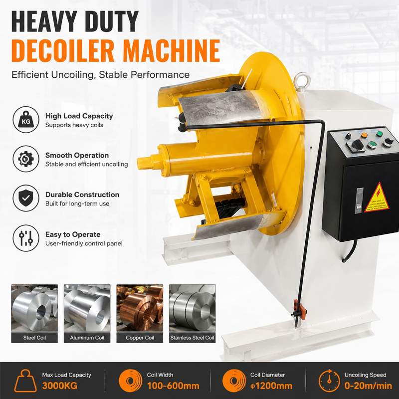 Heavy Duty Uncoiler Machine with Stable Operation and 1HP Motor for Metal Coil Handling