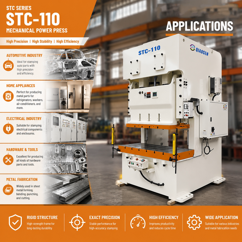 STC-110 Open Type Double Point Crank Servo Precision Punch Press with 110 Tons Pressing Force for High Efficiency Sheet Metal Fabrication