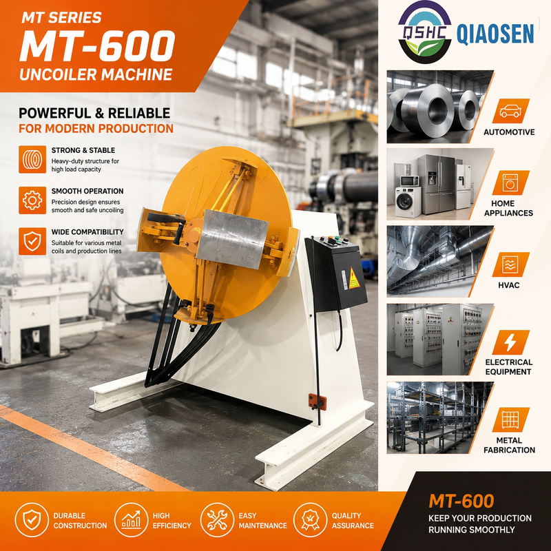 MT Series Heavy Duty Hydraulic Uncoiler with Variable Frequency Drive and Photoelectric Buffer Control for Stable Metal Decoiling