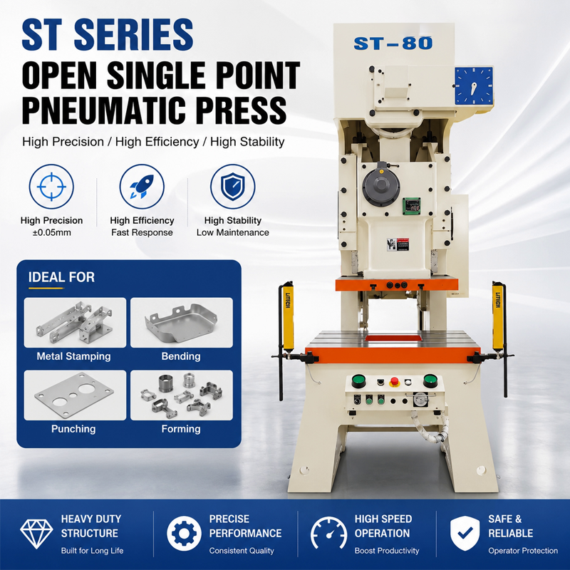 ST-80 80Ton C Frame Single Point Crank Pneumatic Precision Power Press برای محکم کردن قطعات ماشین آلات